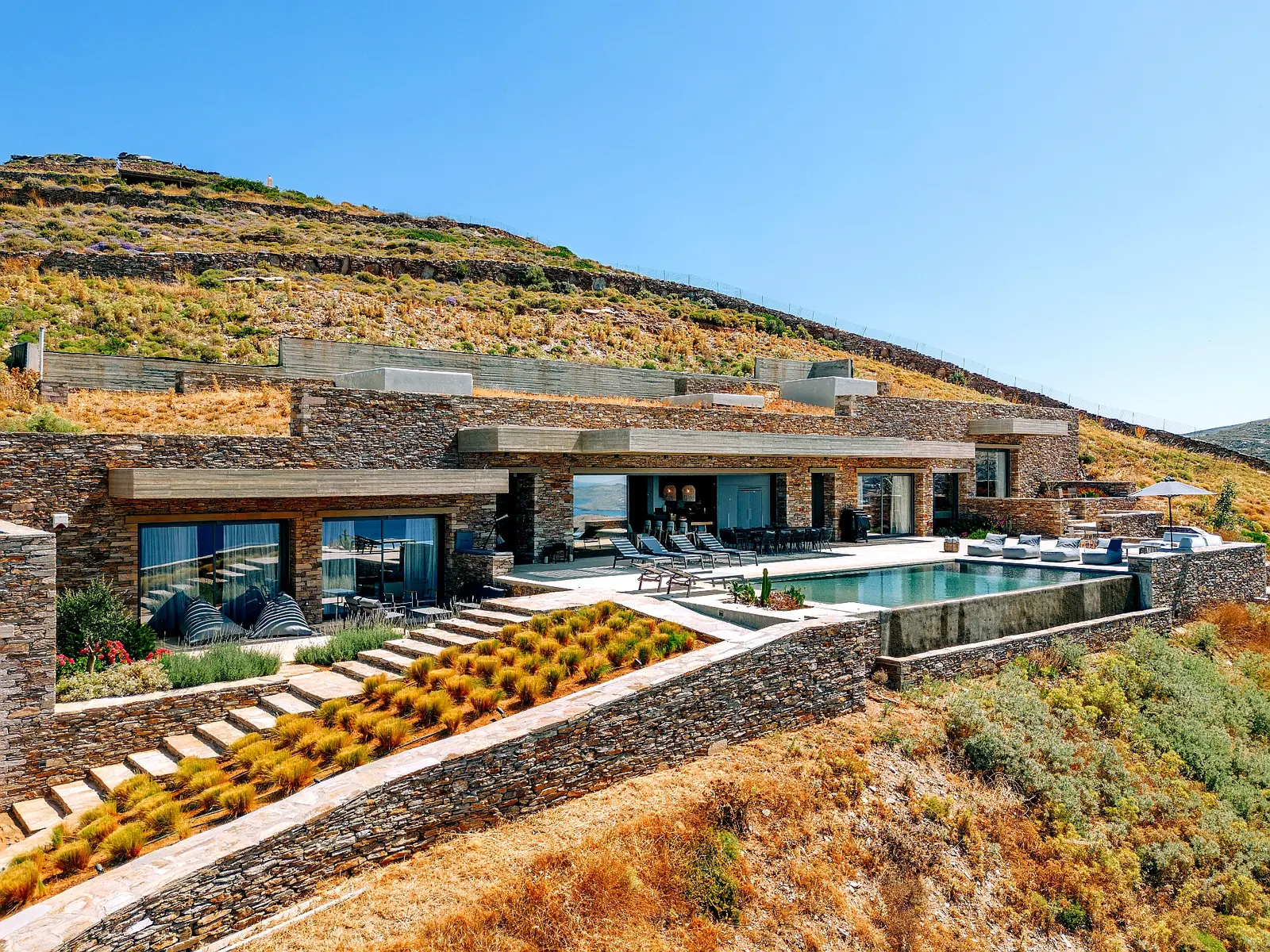 Androsthea villa exterior with Aegean views